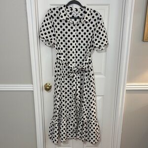 Lisa Marie Fernandez x Target Black and White Polka Dot Midi Dress